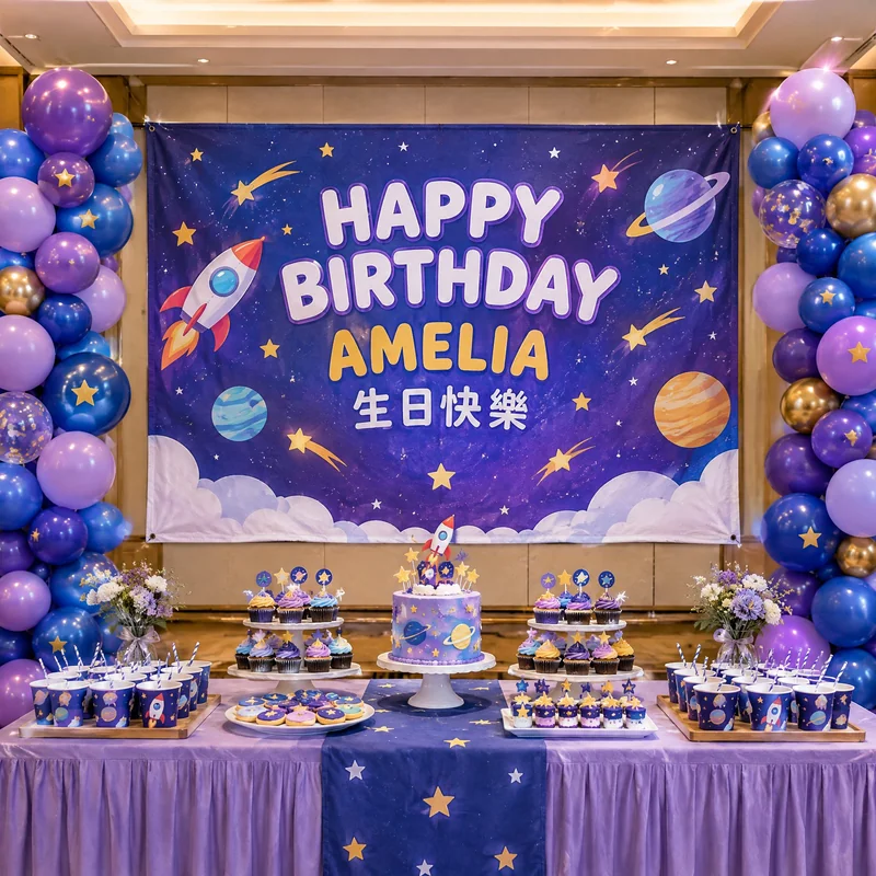 澳門帆布橫額印製 - 生日會派對主題背景板佈置實景